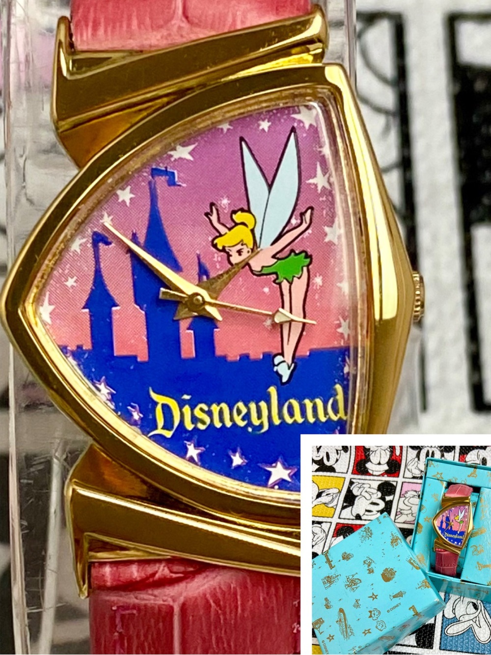 Vintage Ltd. Ed. 1995 Disney Asymmetrical Disneyland Tinker Bell Watch with Box
